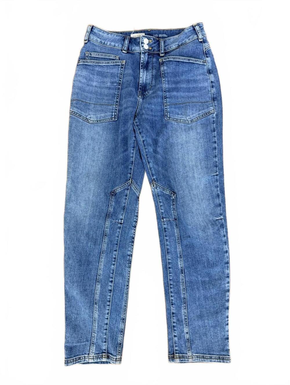 Pilcro Anthropologie Utility Straight Jeans Gorpcore Seamed Patch Pocket 28 EUC